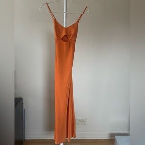 NWOT House of Harlow 1960 Orange Slip Dress Size XS Key Hole & Criss Cross Back